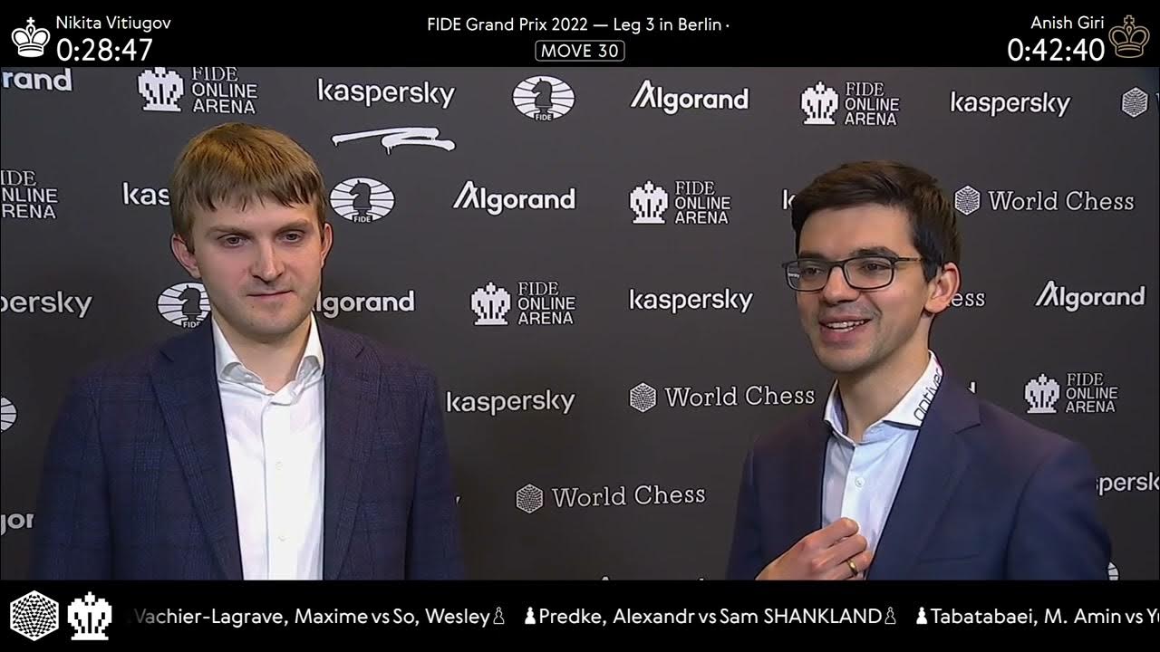 Anish Giri and Nikita Vitiugov after R5 of the FIDE Grand Prix