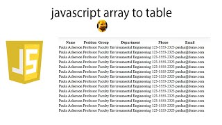 javascript array create table