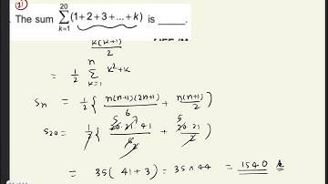 The sum sigma(k=1 to 20)(1+2+3+..+k ) is