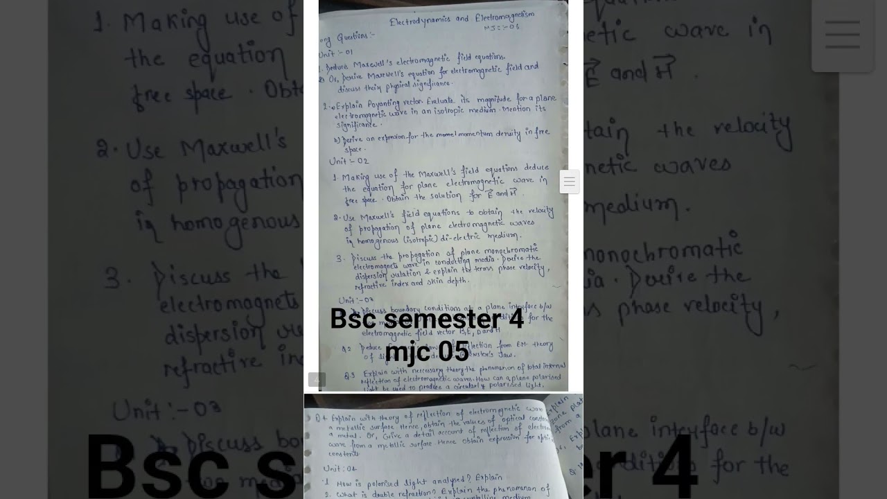 brabu university physics semester 4 mjc 05 important questions 