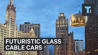 Futuristic glass cable cars