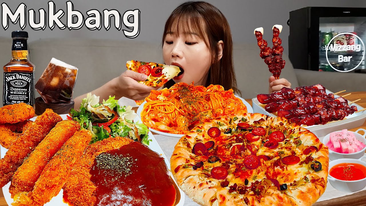 Sub)Real Mukbang- Пицца 🍕Паста 🍝Котлета из курицы, свинины 🍽 JackCoke 🥤ASMR КОРЕЙСКАЯ ЕДА