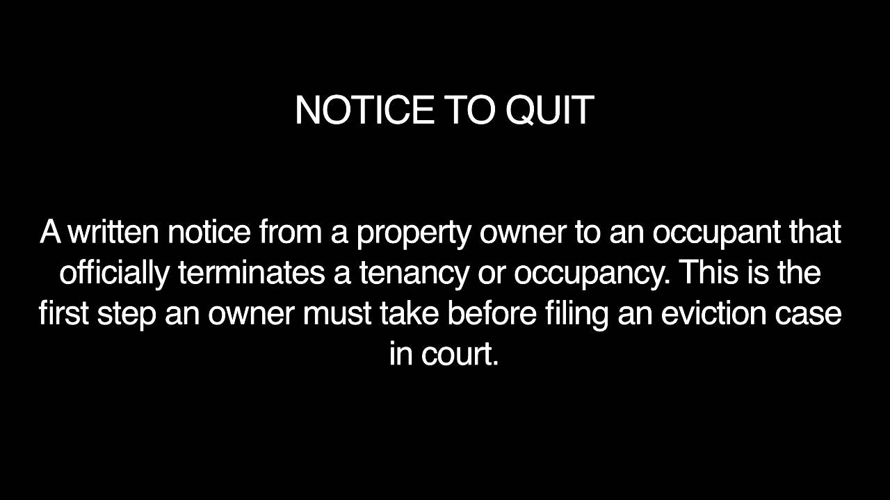 Notice To Quit:Terms & Definitions