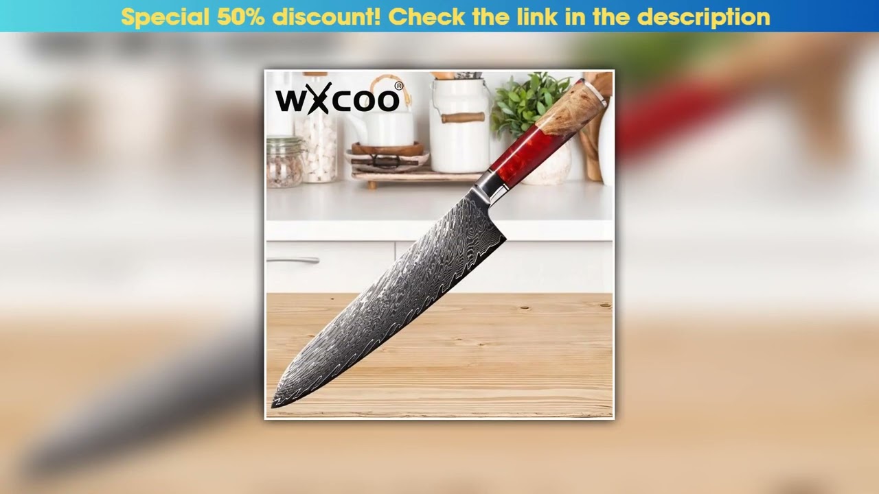 Unboxing WXCOO 8-inch Chef's Knife Damascus Kitchen Knives Japanese Meat Cleaver Multi-Function Sli