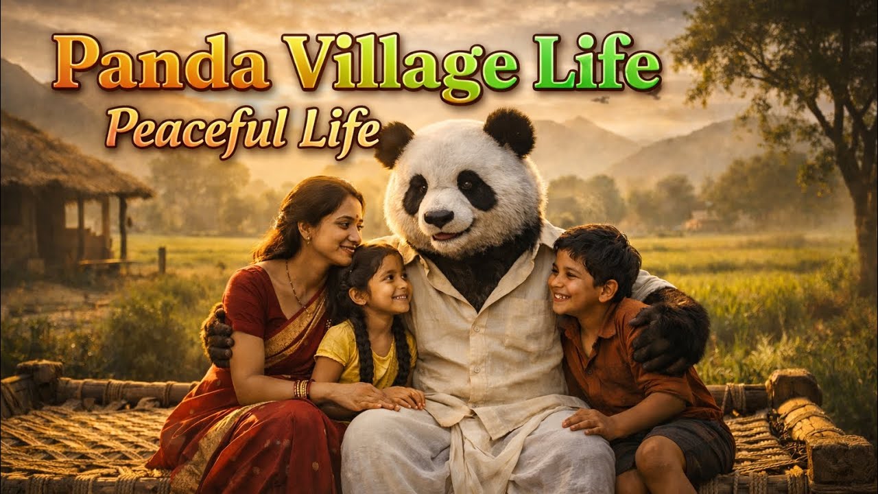 A Panda Living Peaceful Village Life With Human Family 🐼❤️ Emotional Story 