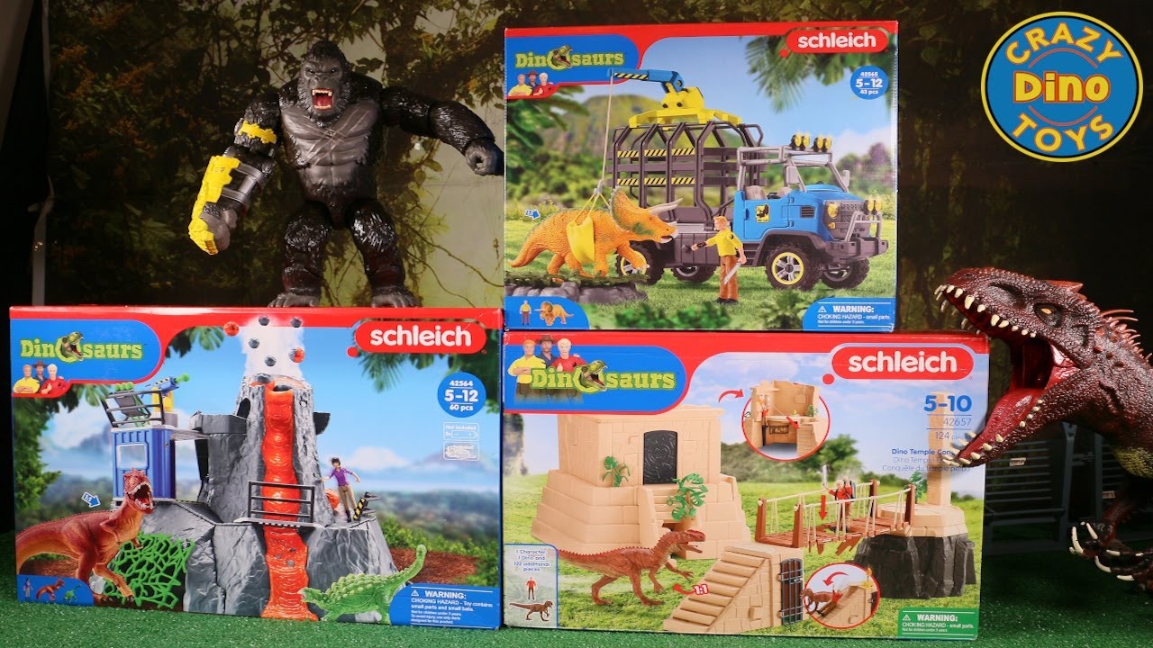 3 Schleich Dinosaur Sets Unboxed  Exploding Volcano set 42564 Jurassic World Dinosaur Toys 2025