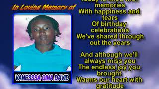 Vanesssa Gina David memorial