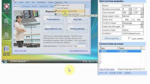 Repeat Signage 2014 controls - Video control
