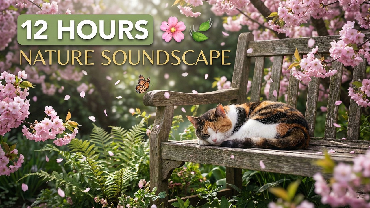 12 Hours Of Peaceful Cat Music 🌸 Soothing Outdoor Nature Soundscape for Deep Stress Relief 🐾PET TV