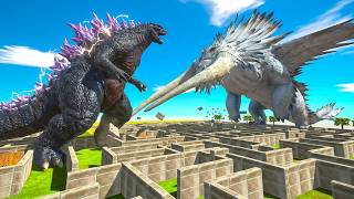 SUPER GODZILLA VS BEWIDERBEAST MAZE BATTLE! - Animal Revolt Battle Simulator