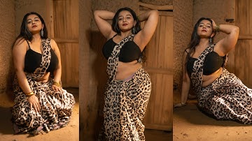 Black & White Leopard Print Saree Lookbook 🖤 | Crepe Silk Draping & Styling Inspiration