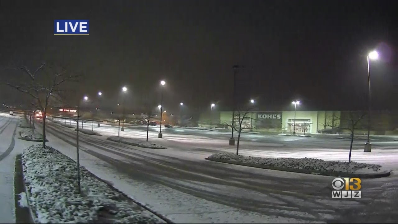 Snow Falls Overnight Around Parts Of Maryland - YouTube