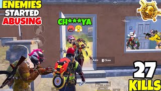 😖ENEMIES Got Angry And Started Abusing Me in PUBG Mobile • (27 KILLS) • PUBGM (HINDI)