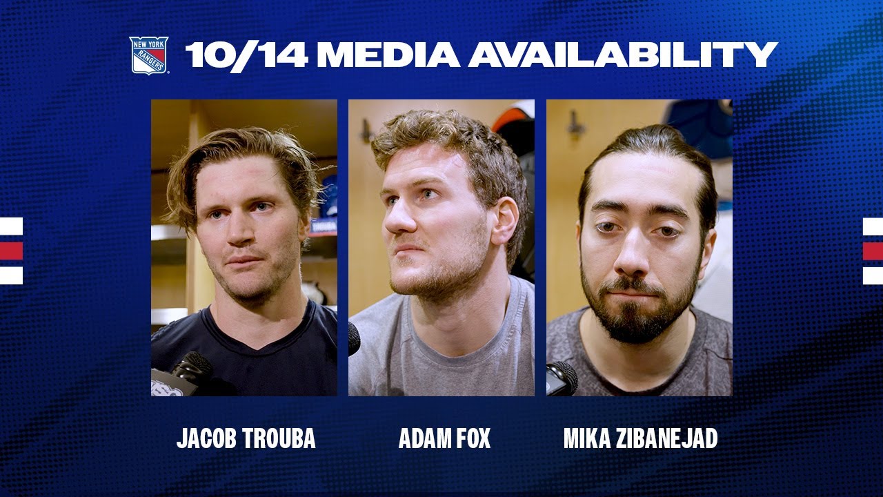 NYR vs DET: Jacob Trouba, Adam Fox & Mika Zibanejad Pregame Media ...
