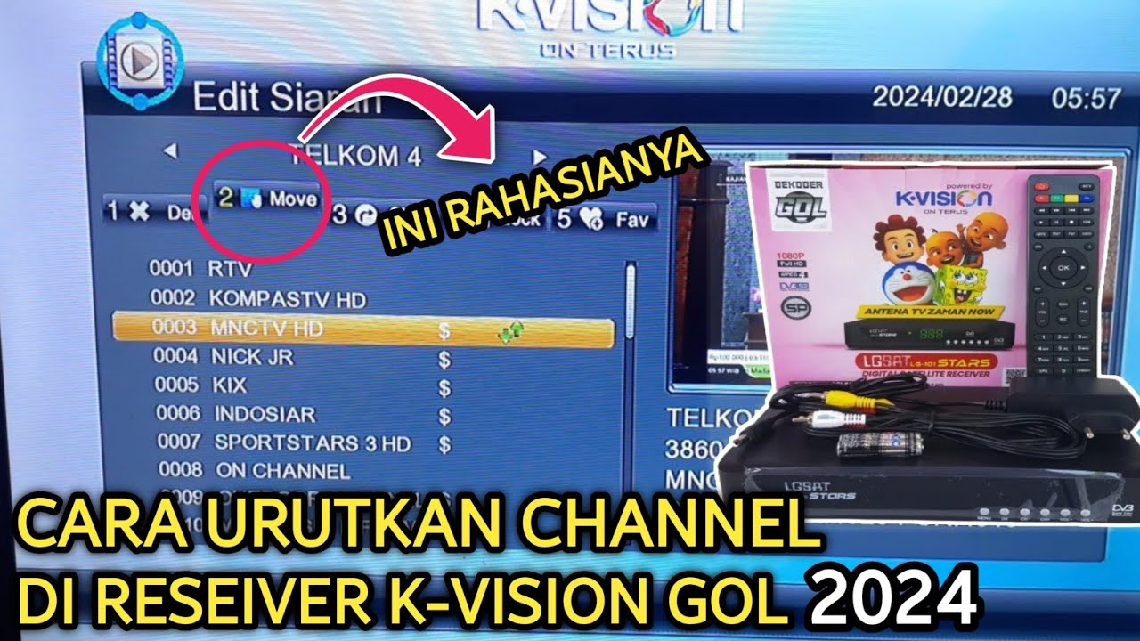 Cara Menyusun Chanel Reseiver KVision GOL di Satelit Telkom4 YouTube