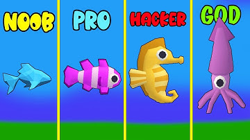 NOOB vs PRO vs HACKER vs GOD in Crowd Fish 3D