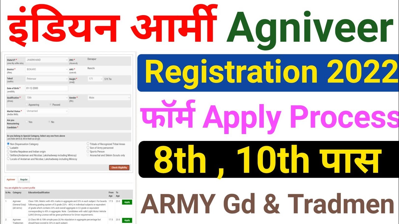 Indian Army Agneepath Online Registration 2022 Army Agniveer Apply