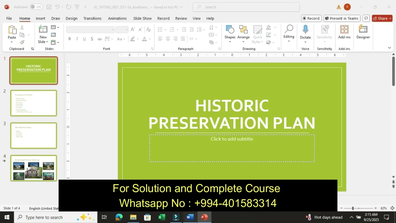 SAM Capstone Project 1a – PowerPoint 365/2021 Modules 1–3 | SC PPT365 2021 CS1 3a