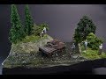 How to make a diorama with a river and vegetation and a tank wreck