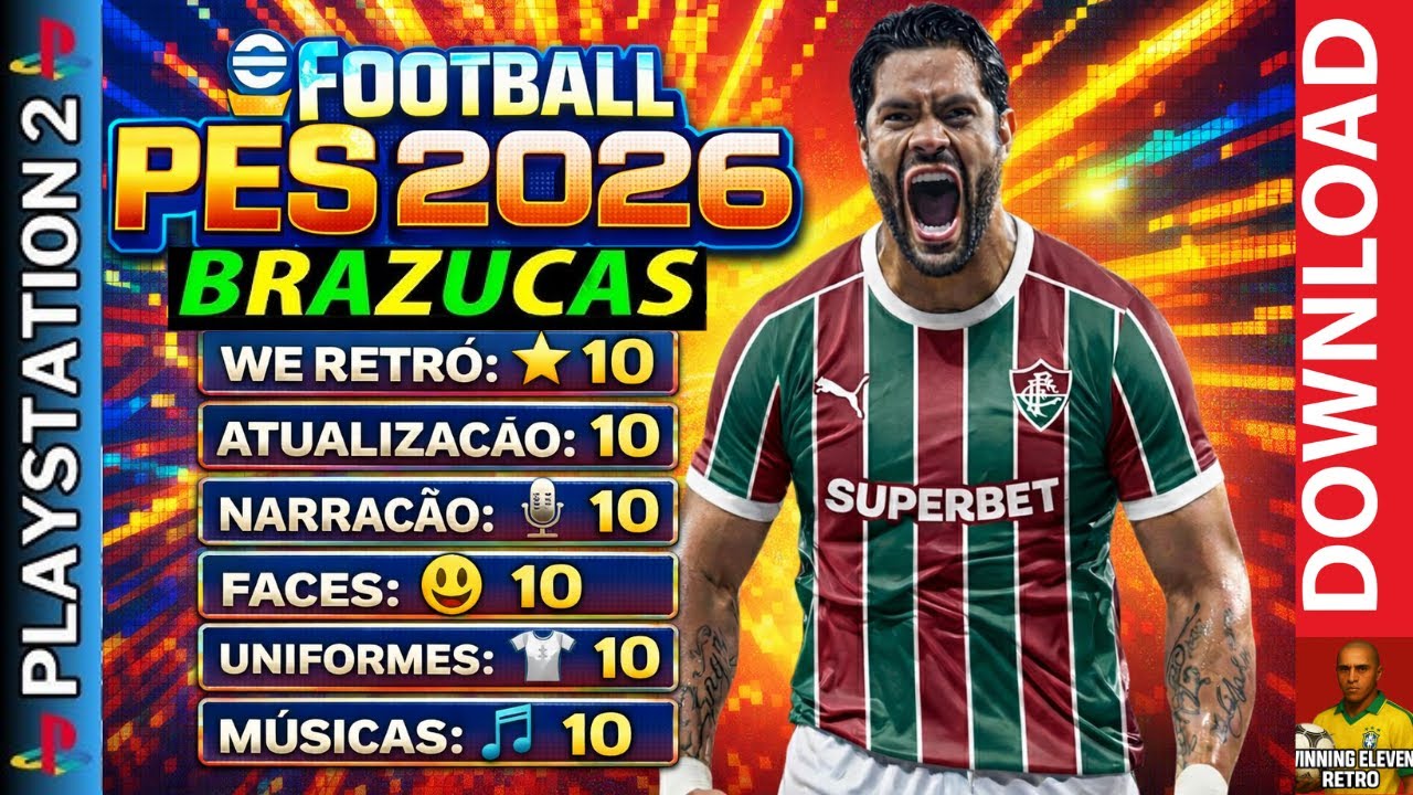 GAMEPLAY 🔥 Novo eFootball PES 2026 BRAZUCAS (PS2) Gráficos ABSURDOS | AetherSX2, PCSX2, OPL