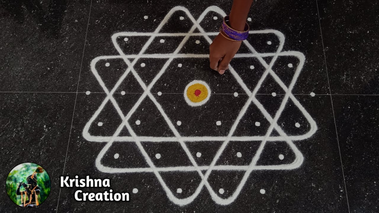 Easy sikku kolam, Kambi kolam | Melikala muggulu | 7x4 dot neli kolam | Beautiful Kambi kolam