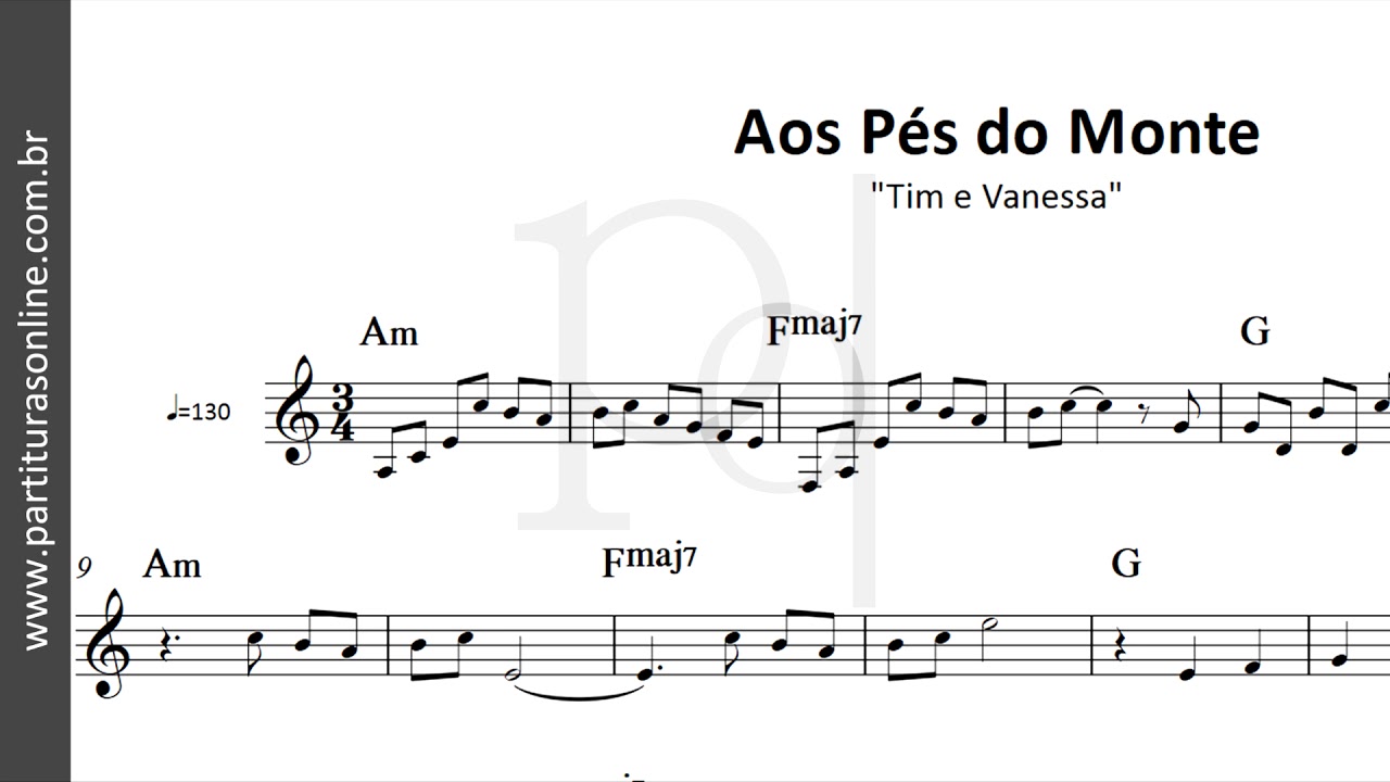 Aos Pés do Monte ♪ Tim e Vanessa | Partitura - YouTube