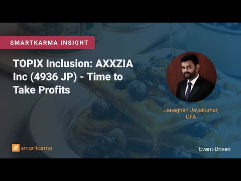 TOPIX Inclusion: AXXZIA Inc (4936 JP) - Time to Take Profits