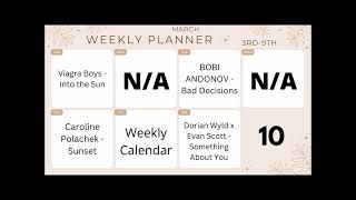 Weekly Calendar: March - Week 10