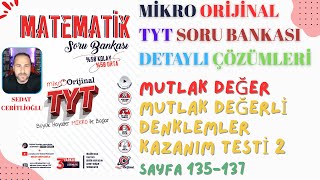 2026 MİKRO ORİJİNAL TYT SORU BANKASI ÇÖZÜMLERİ SYF135-137 #orijinalmatematik #mikroorijinal #yks2026 screenshot 5