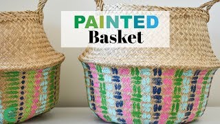 Painted Straw Basket