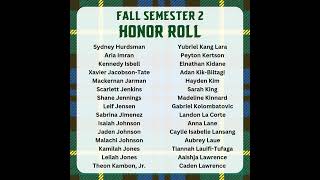 Fall Semester 2 Honor Roll 2024-2025