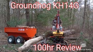 Gardner's GroundHog's KH14G Mini Excavator 100 hour Review Trail Clearing and Hauling Firewood