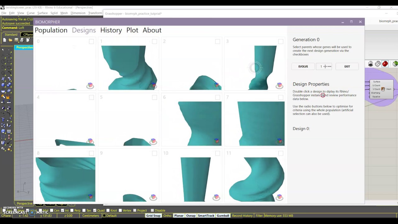 Biomorpher (grasshopper) tutorial