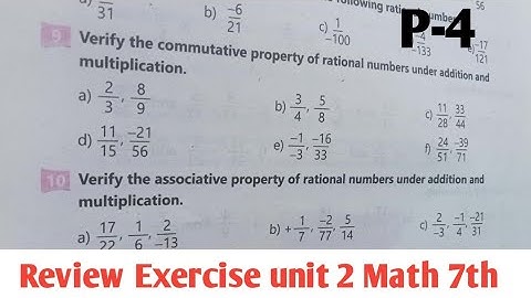 Review Exercise unit 2 Laws of operations Class 7th Maths new course kpk and ptb 2023 p-4
