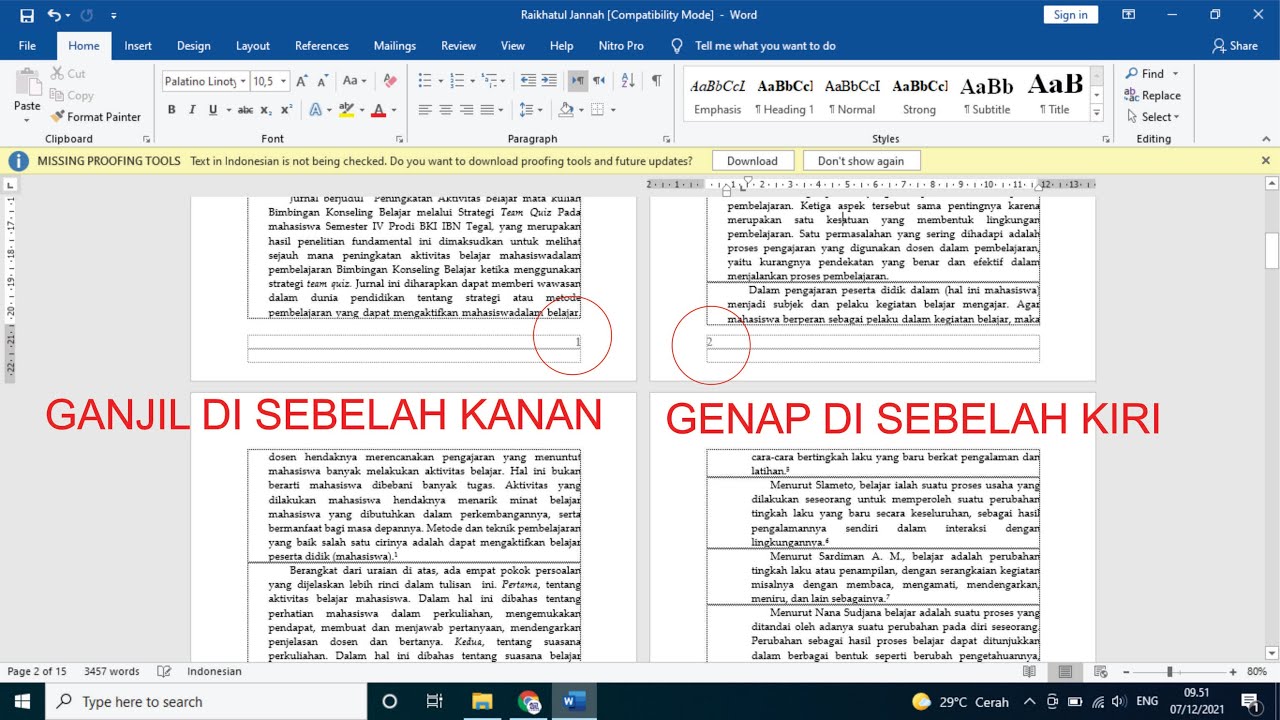 Cara Membuat Halaman Berbeda antara Ganjil (Kanan) dan Genap (Kiri