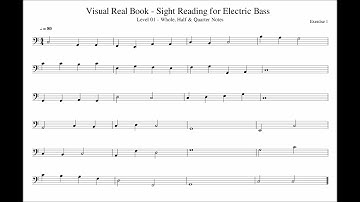 Sight Reading for Bass, Level 01 (Whole, Half & Quarter Notes), Exercise 01