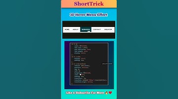 3D Hover Menu Effect Using HTML & CSS | Step-by-Step Tutorial #Coding #CSS #Shorts