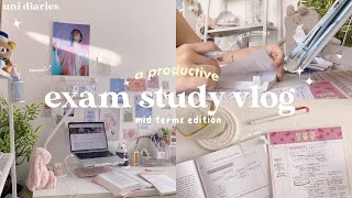 exam study vlog 🍃📖| ✿ preparing for mid-terms, readings & ateez!! ✿