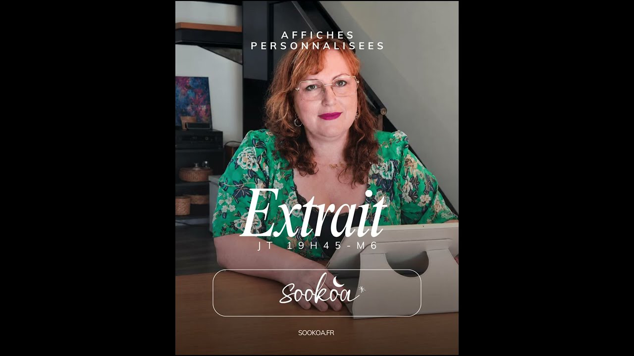Stéphanie dessine une affiche personnalisée à l'atelier, extrait du reportage Le 19.45 de M6