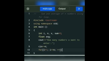 How to write c++ program to find Sum and average of n numbers using for loop.