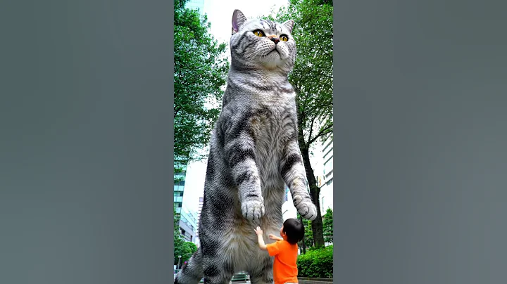 Watch the video about Colossal Cat in the City! Giant British Shorthair Towering Over Park