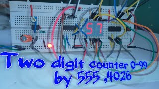 Two digit counter (0-99) by 7-segment,555 and 4026 IC's