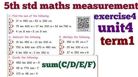 5th std maths measurement exercise4 sum(C/D/E/F)add/subtract/multiply/divied unit4 term1 Tamil