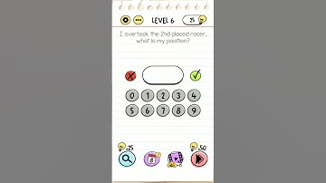 Brain Test Level 6 I overtook the 2nd placed racer,what is my position #shorts #braintest