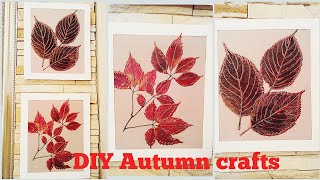 Осенние поделки. Картина-панно из осенних листьев. DIY Autumn leaf craft ideas.