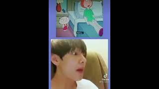 bts V doing a cartoon dubbing funny moments 😂💜and so cute 😳