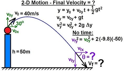 Physics 3: Motion in 2-D Projectile Motion (28 of 31) Find Final Velocity=? (Example 2)