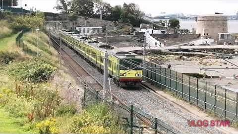 Irish Rail IE8500 Class Dart train arriving to Salthill And Monkstown