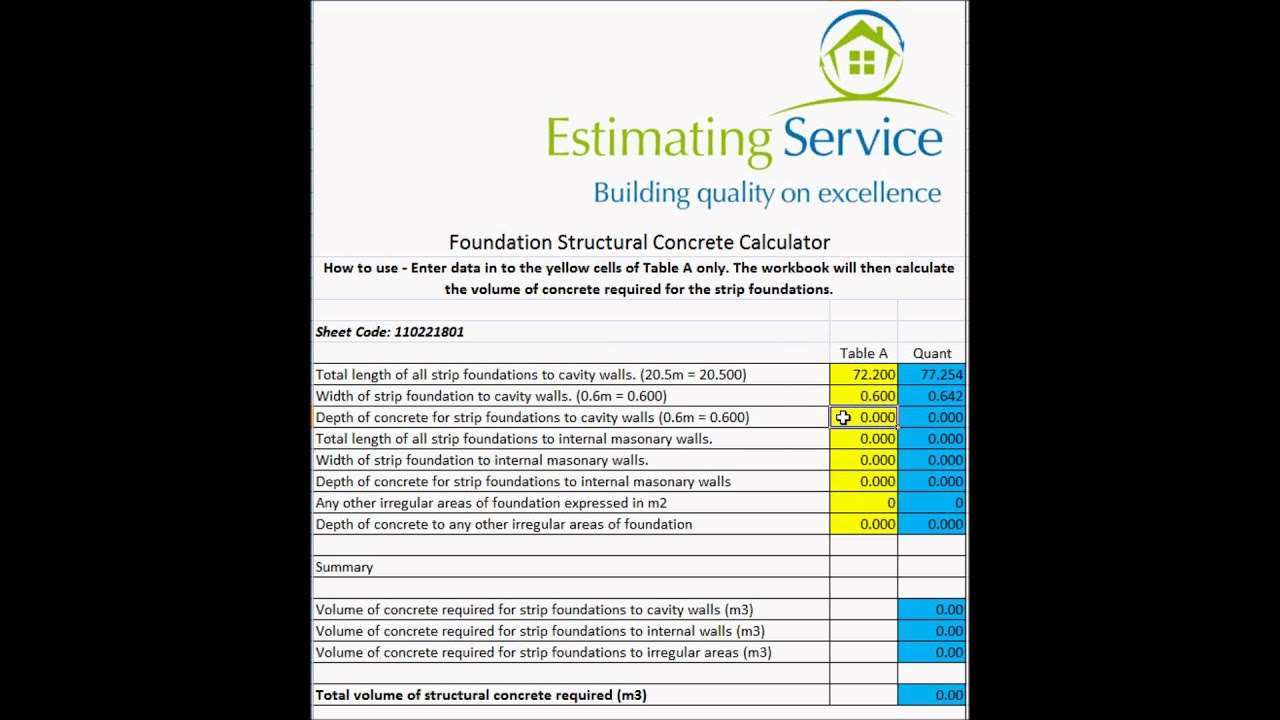 Foundation Structural Concrete Calculator - YouTube