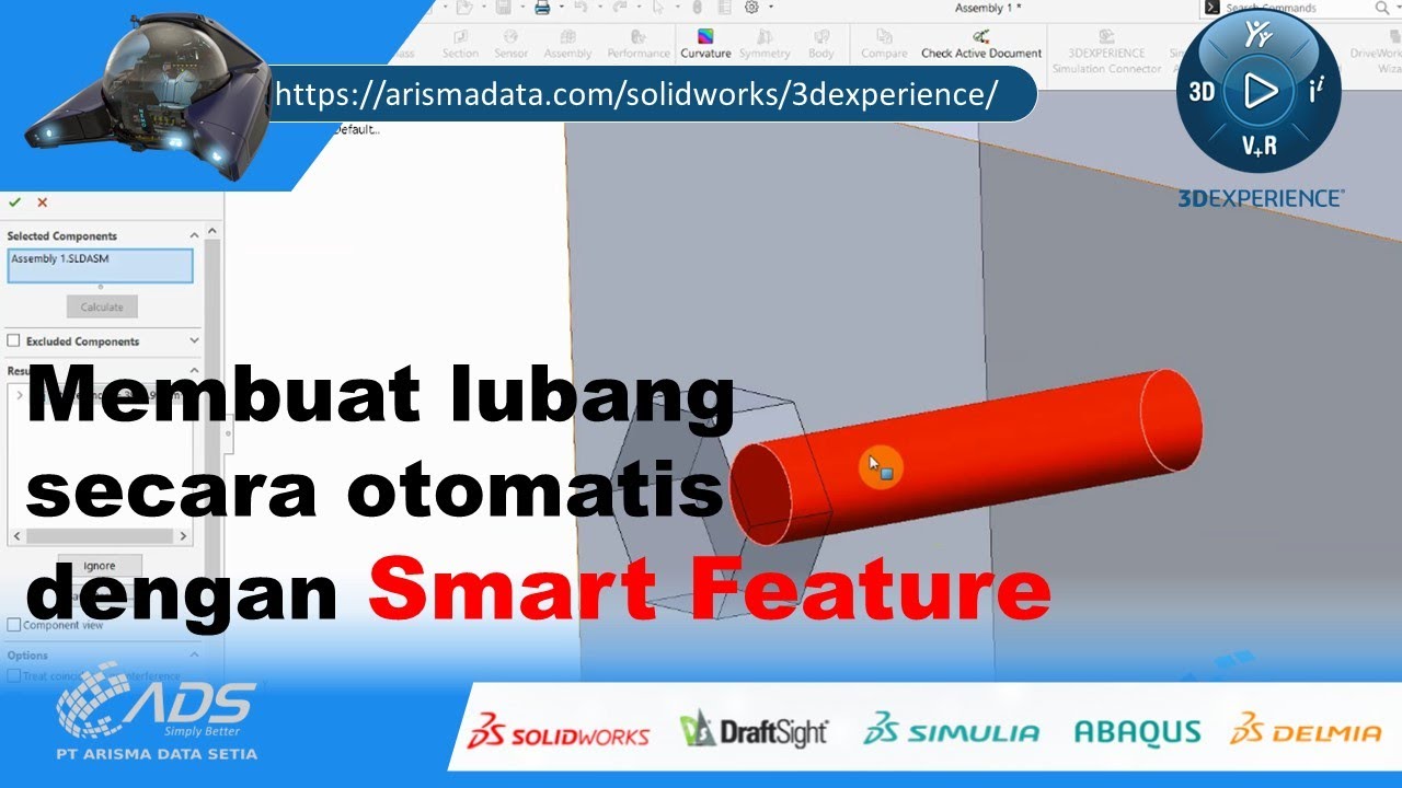 SOLIDWORKS INDONESIA - Tutorial membuat lubang secara otomatis dengan Smart Feature